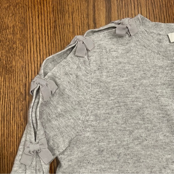 Ted Baker London Gray Sweater Bow Sleeves Cutout Lightweight Size 2 - Picture 4 of 10